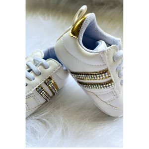 Baby Girl Sporty Striped Crystaled Sneakers 6-12  Months